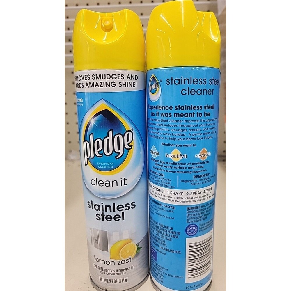Pledge Clean It Stainless Steel Everyday Spray Cleaner Lemon Zest Shine 2 Pack